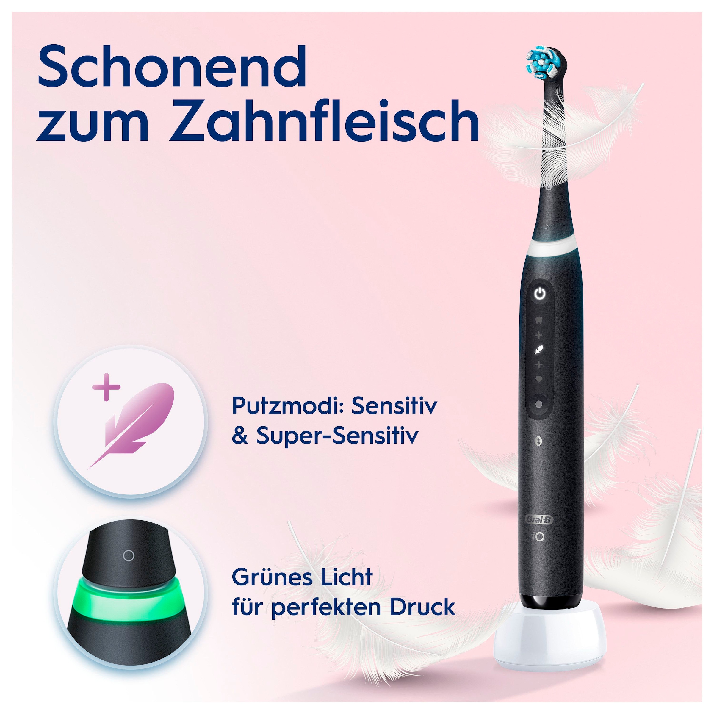 Oral-B Elektrische Zahnbürste »iO 5 Duopack« 2 Stk. Aufsteckbürsten mit Magnet-Technologie, LED-Anzeige, 5 Putzmodi, Reiseetui
