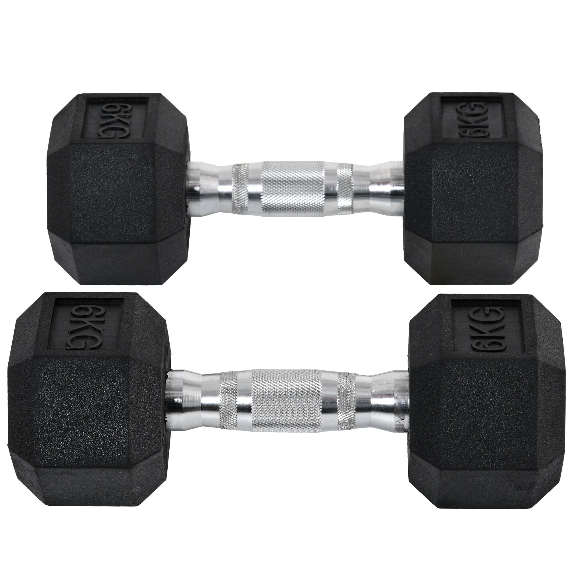 HOMCOM Kurzhantel 2er Set in Hexagon Form schwarz, silber 11,5B x 11,5T x 8H cm