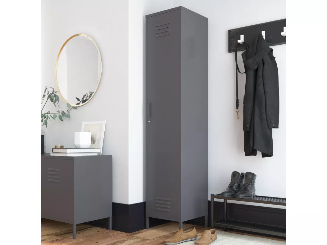 Bradford | Armoire 1 porte en métal gris graphite