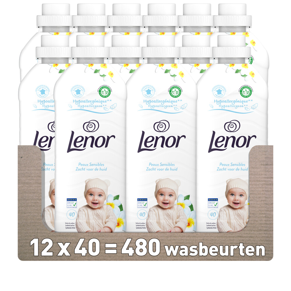 12x Lenor Wasverzachter Sensitive 40 Wasbeurten840 ml