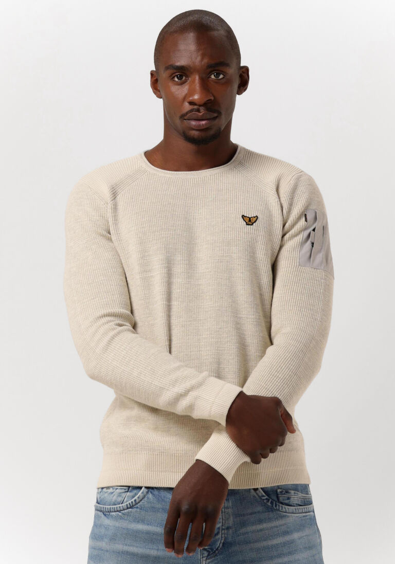 PME LEGEND gebroken wit pme legend trui long sleeve r-neck cotton rib