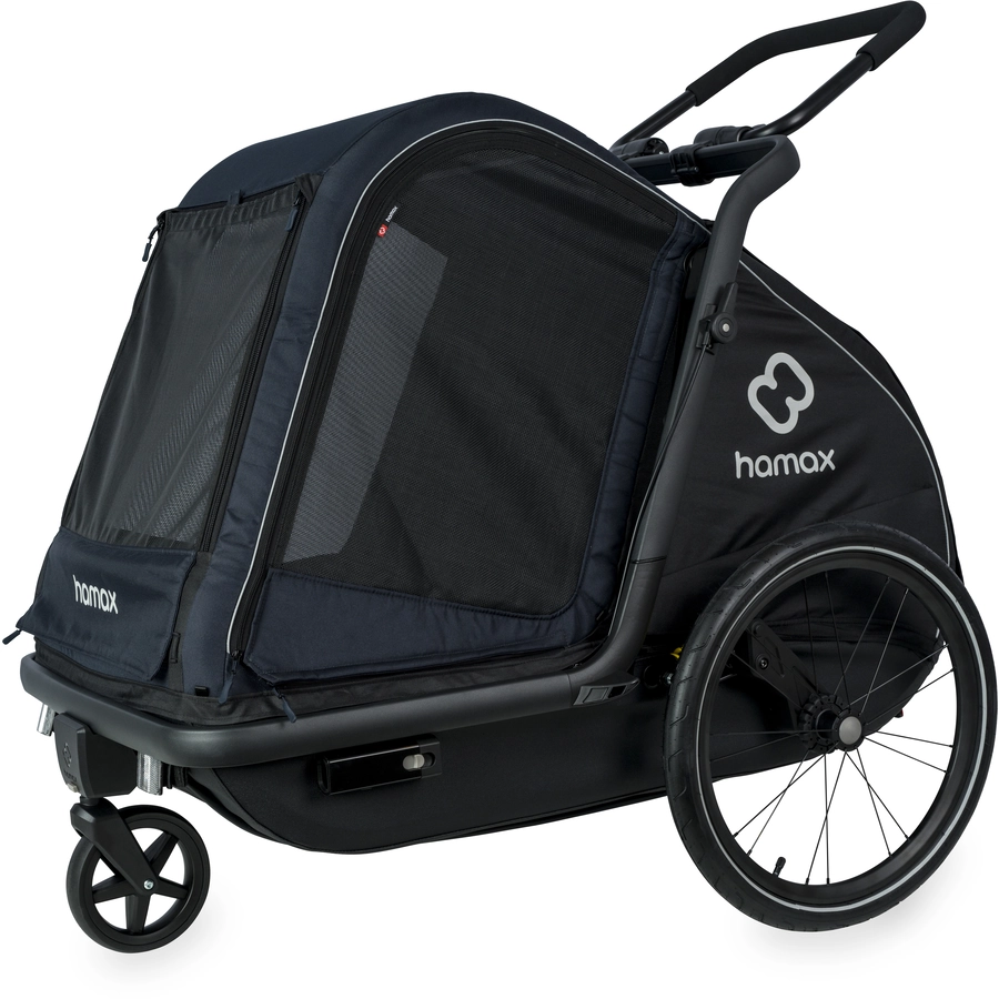 hamax Hundeanhänger mit Bett und Regenverdeck Pluto L navy  blueblack