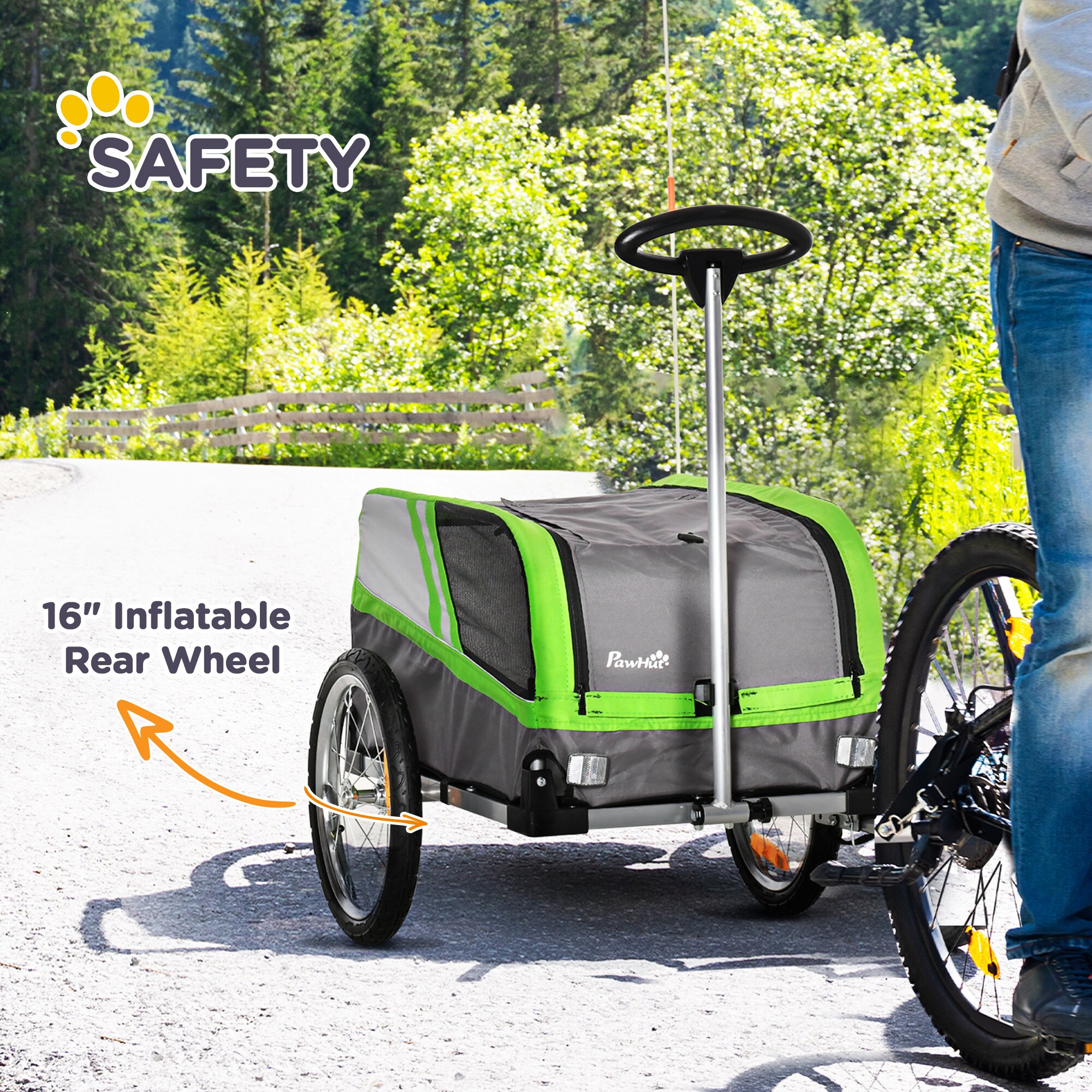 PawHut Hundeanhänger 2 in 1 Trolley 130L x 64B x 92H cm