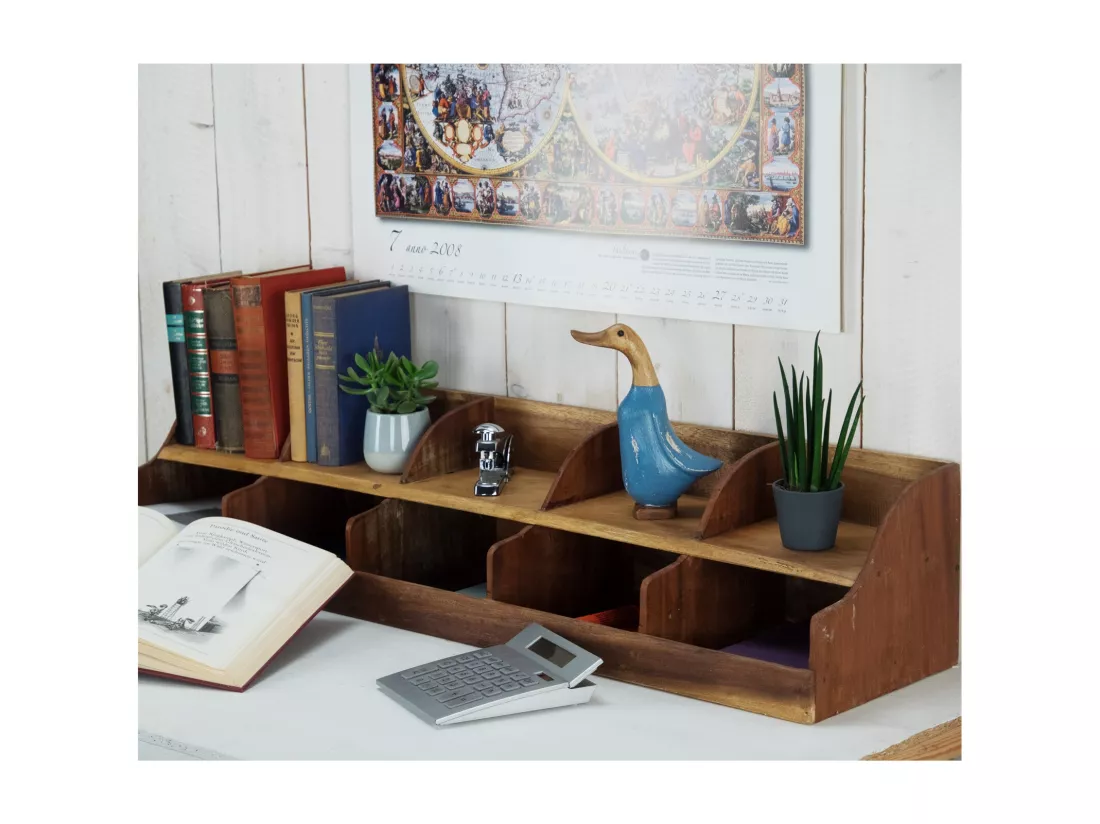 ORGANISATEUR Stockage 100 Bois massif en acajou, 10 compartiments couleurs naturelles