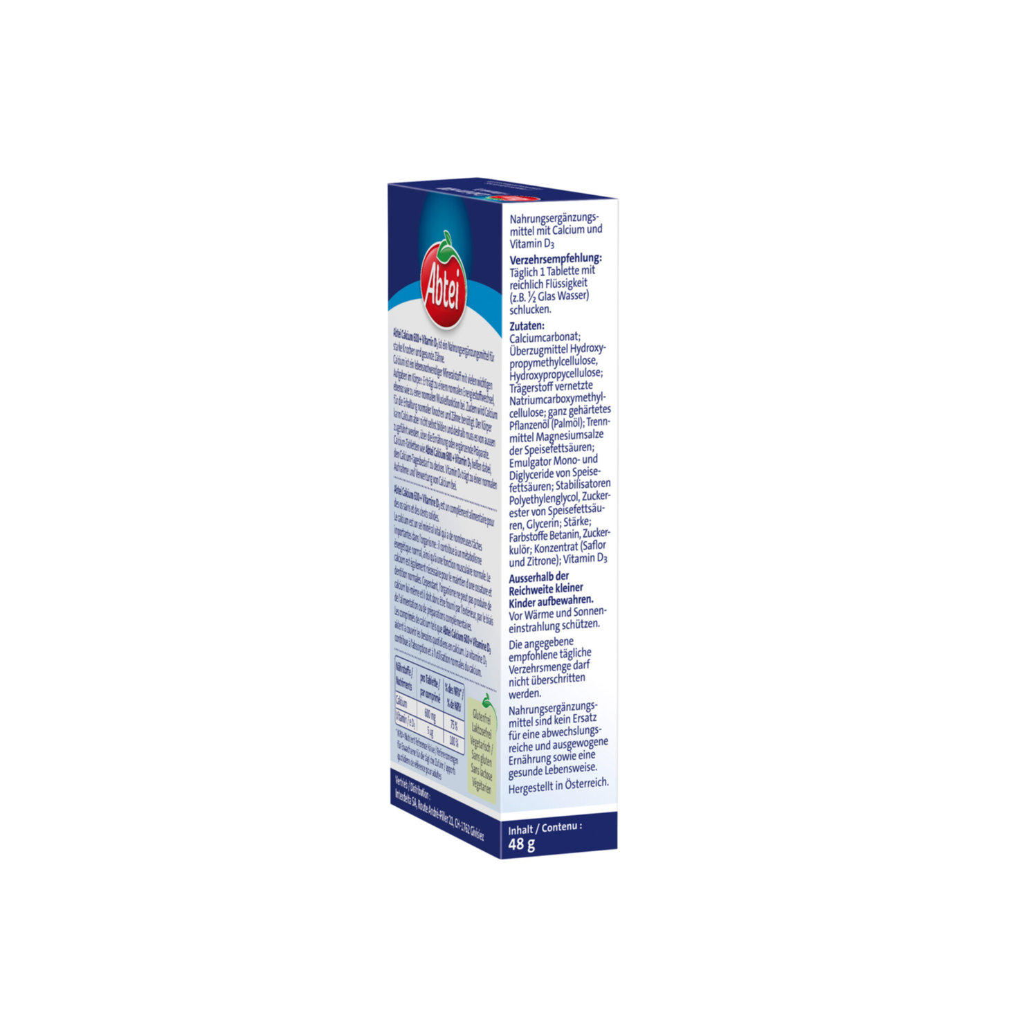 Abtei Calcium 600 + Vitamin D3 28 TablettenAbtei Calcium 600 + Vitamin D3 28 Tabletten