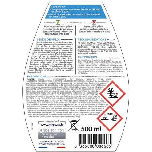 Anti-moisissures - pour joints et salle de bains - spray - 500 mL