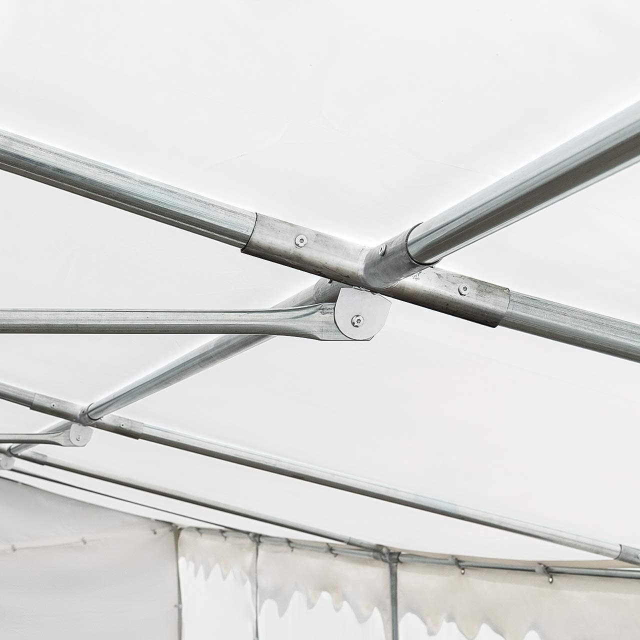TOOLPORT Lagerzelt 6x12 m Industriezelt Unterstand PVC Plane 750 N dunkelgrün mit Bodenrahmen und Dachverstärkung