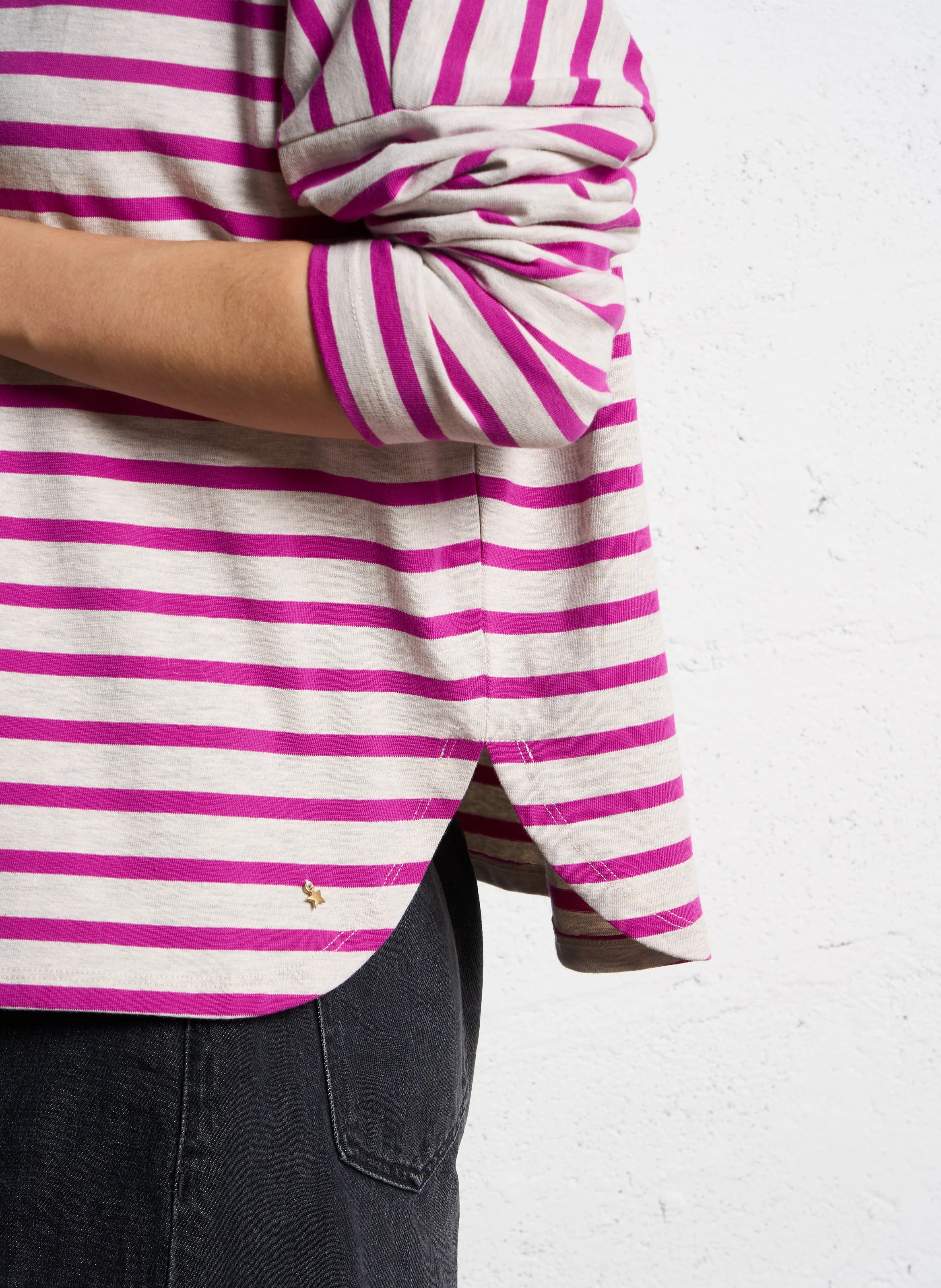 FILLY - Tee-shirt manches longues rayé en coton | Rose
