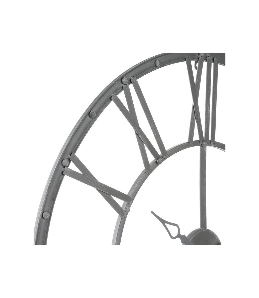 Pendule Murale Métal Vintage 70cm Gris