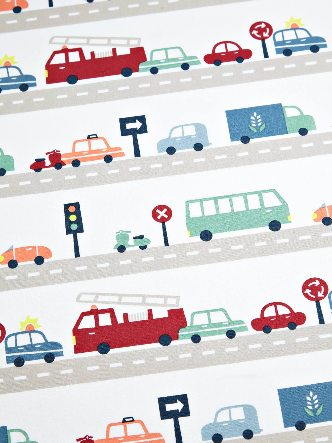 Lençol de elástico infantil estampado bege AUTO-CITY