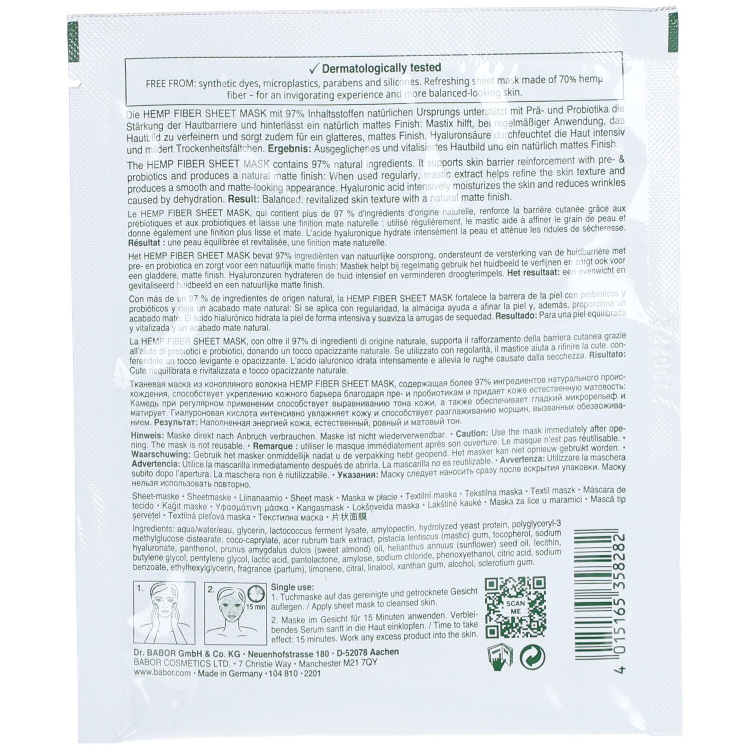 DOCTOR BABOR CLEANFORMANCE Hemp Fiber Sheet Mask