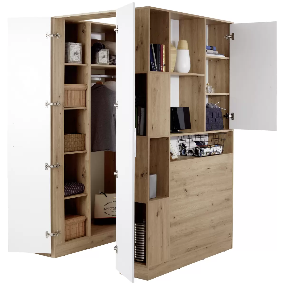 Eckschrank Box weiss,Eiche