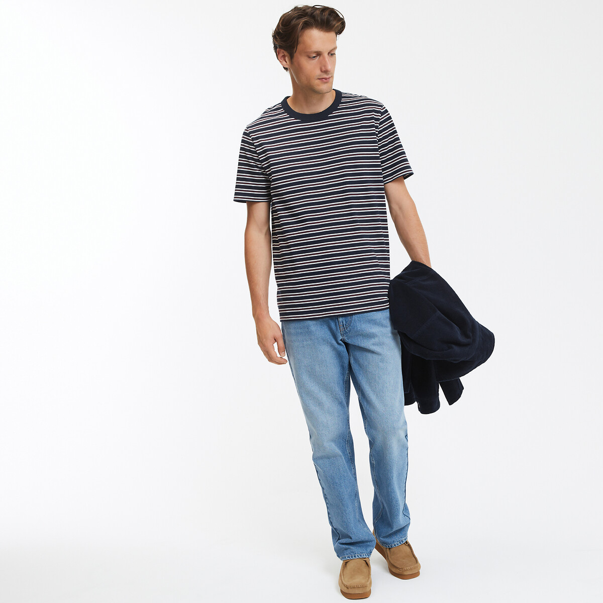 COLEÇÃO LA REDOUTE<br>Camiseta listrada com gola redonda e mangas curtas