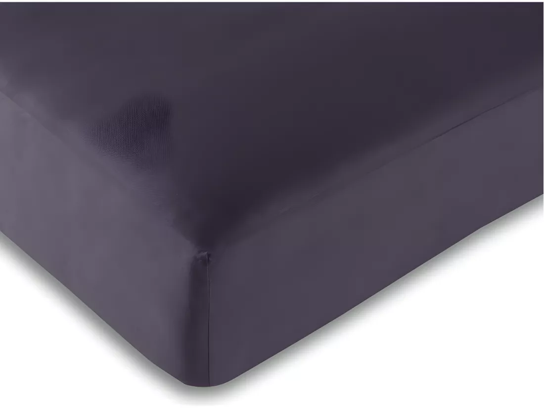 Drap Housse Prune 140 X 190 Cm / 100% Coton / 57 Fils/cm²