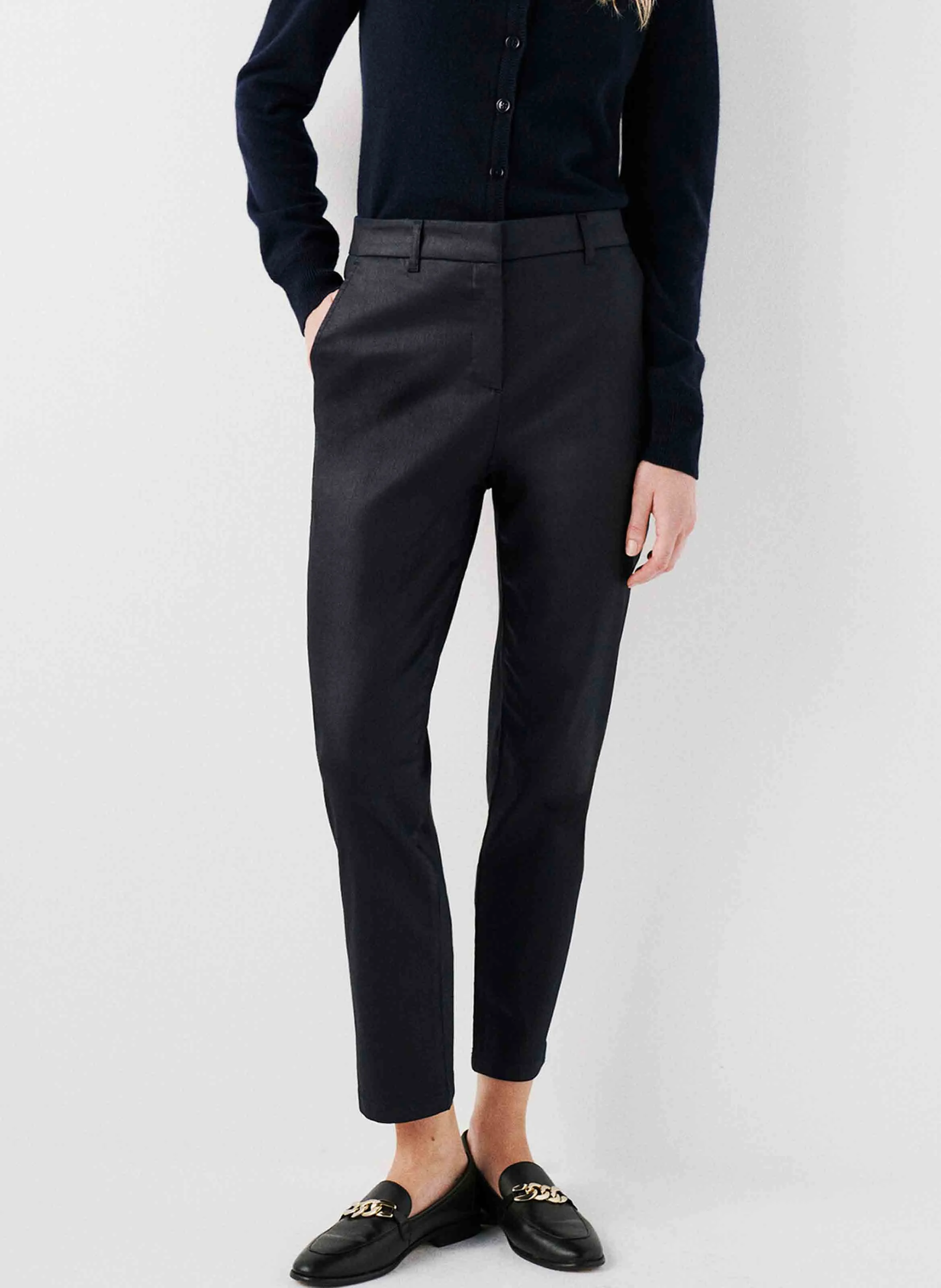 PSIDIKOU - Pantalon cigarette en coton mélangé | Bleu