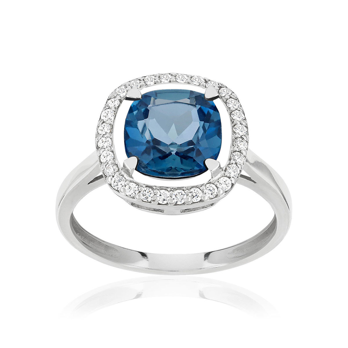 Bague or blanc 375 topaze zirconias