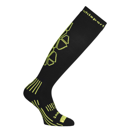 Meia de compressão preta/amarela fluorescente Uhlsport