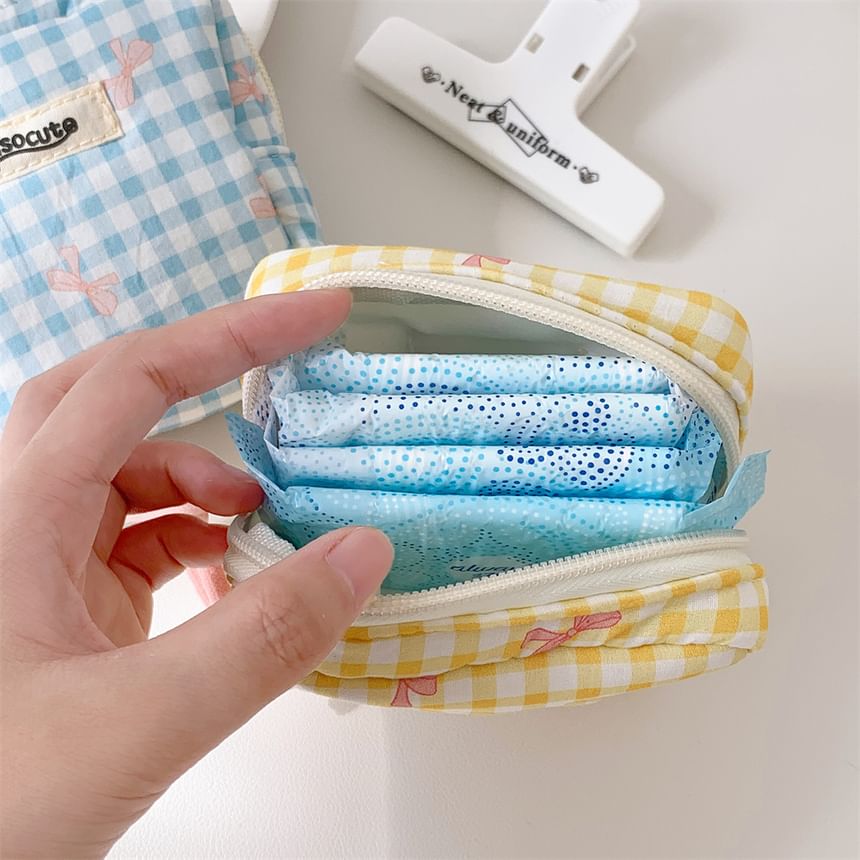 CaDarr - Make-uptas met strik en ruitmotief
