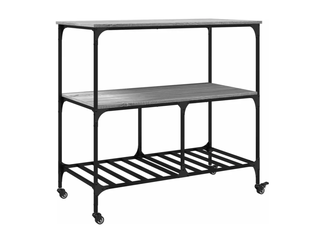 Chariot de cuisine sonoma gris 100x50x95 cm bois d'ingénierie