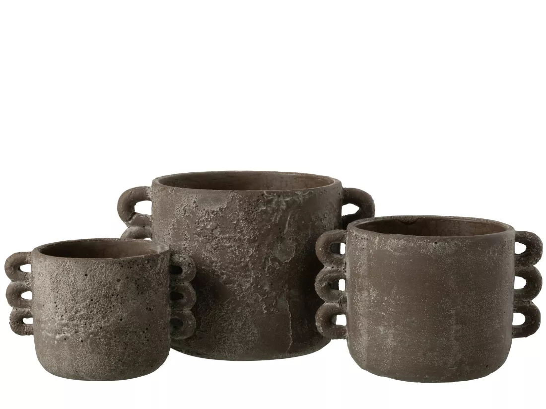 Cachepot celia ceramique marron 30x22x19cm