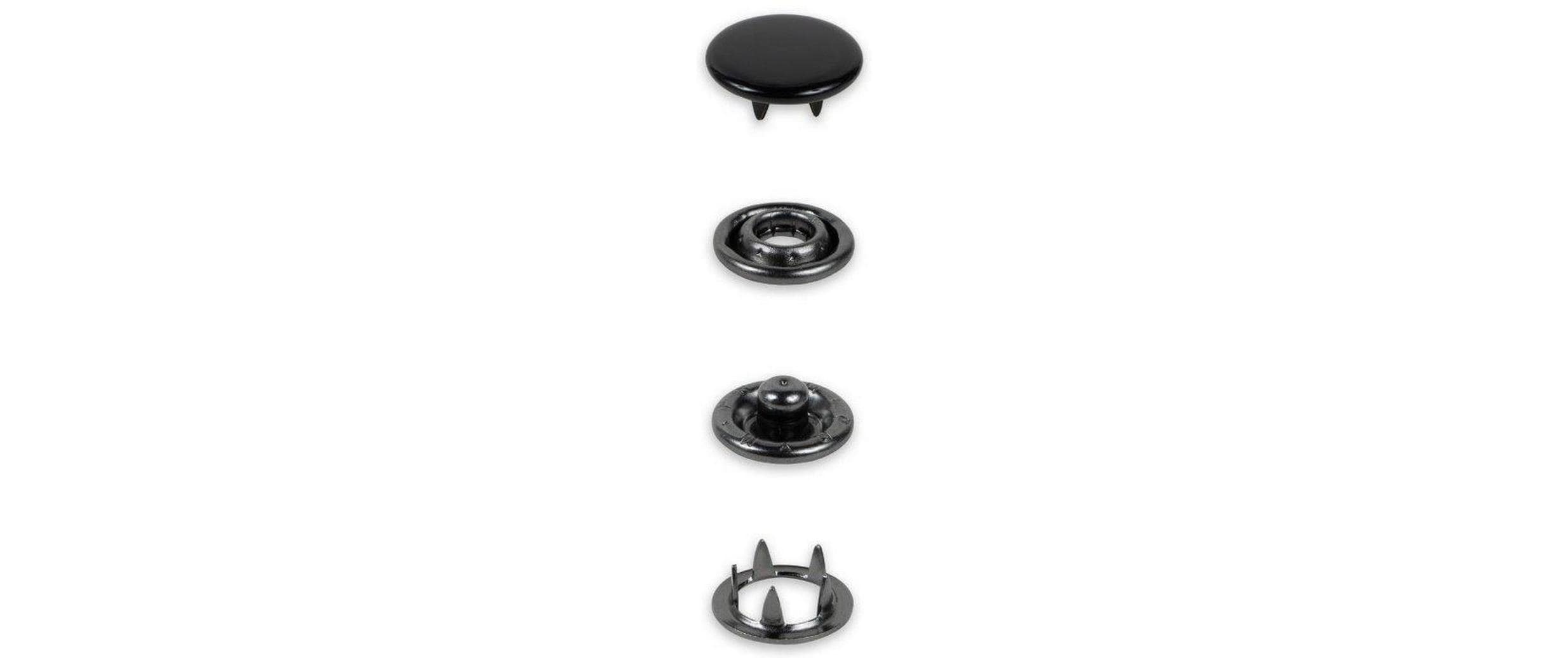 Druckknöpfe Jersey 12 mm, SchwarzBunt lackierte Jersey Druckknöpfe