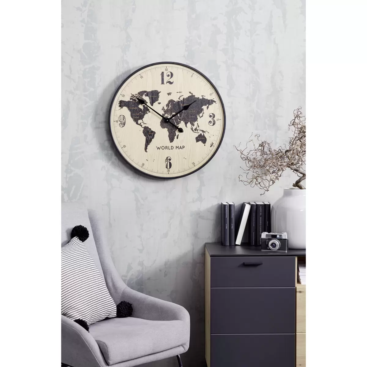 Wanduhr Aras / Luca Bessoni schwarz,natur