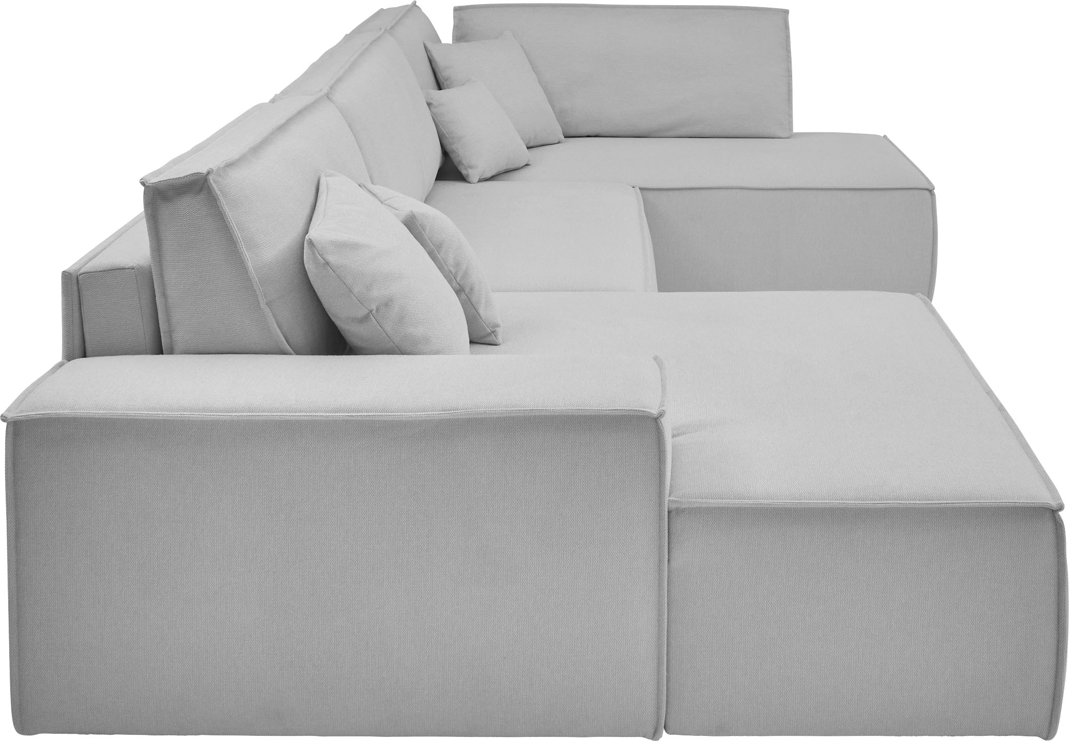 GOODproduct Wohnlandschaft »FINNLEY, U-Form XXL 329 cm, Schlafsofa, Schlaffunktion m. Bettkasten« verfügbar in den Stoffqualitäten Bouclé, Struktur fein und Mega Cord