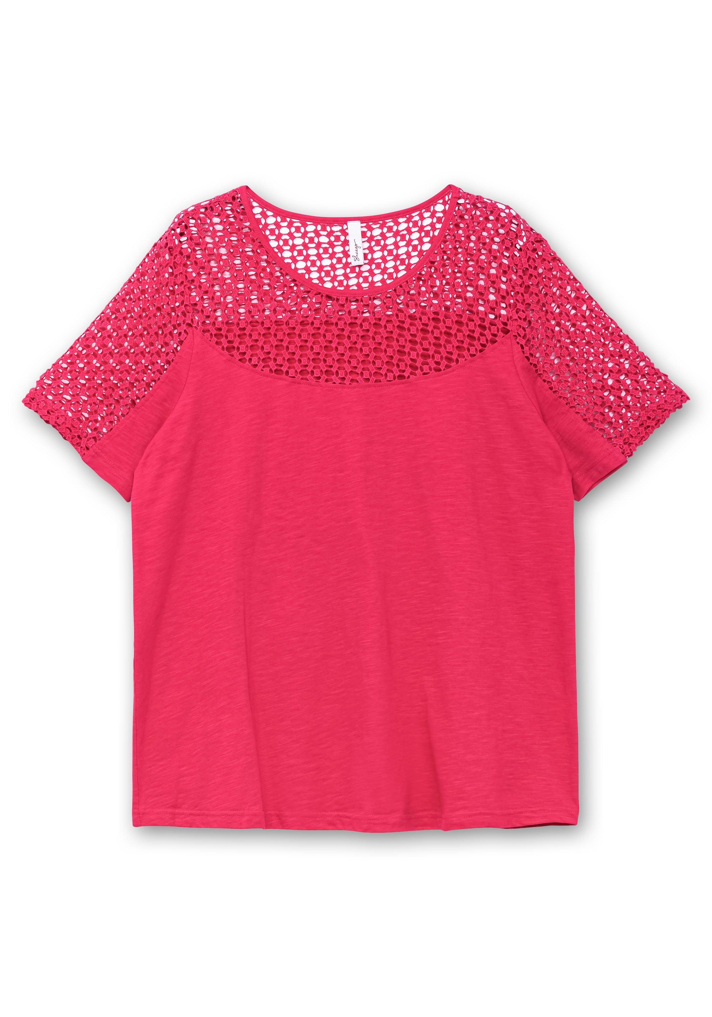 Jerseyshirt mit Spitzenpasse