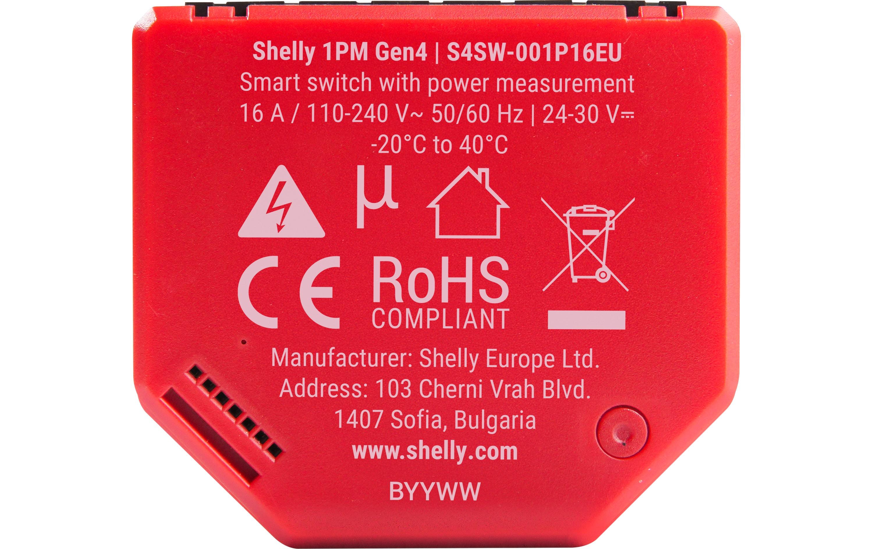 WLAN-Schaltaktor 1PM Gen4 Rot, 16 AWi-Fi-gesteuerter, intelligenter Schalter