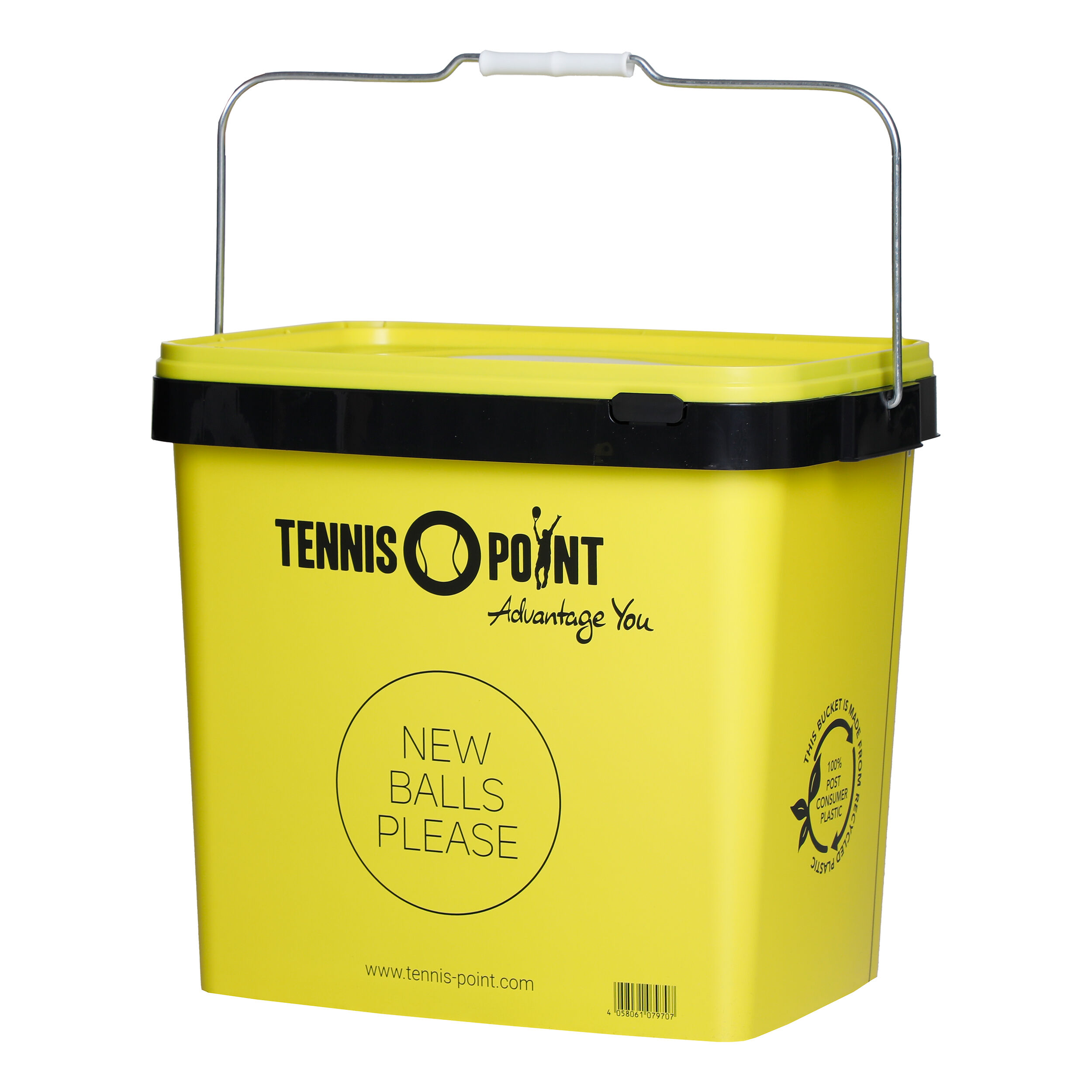 Tennis-Point Seau À Balles Avec Couvercle, Tube Carré - Jaune