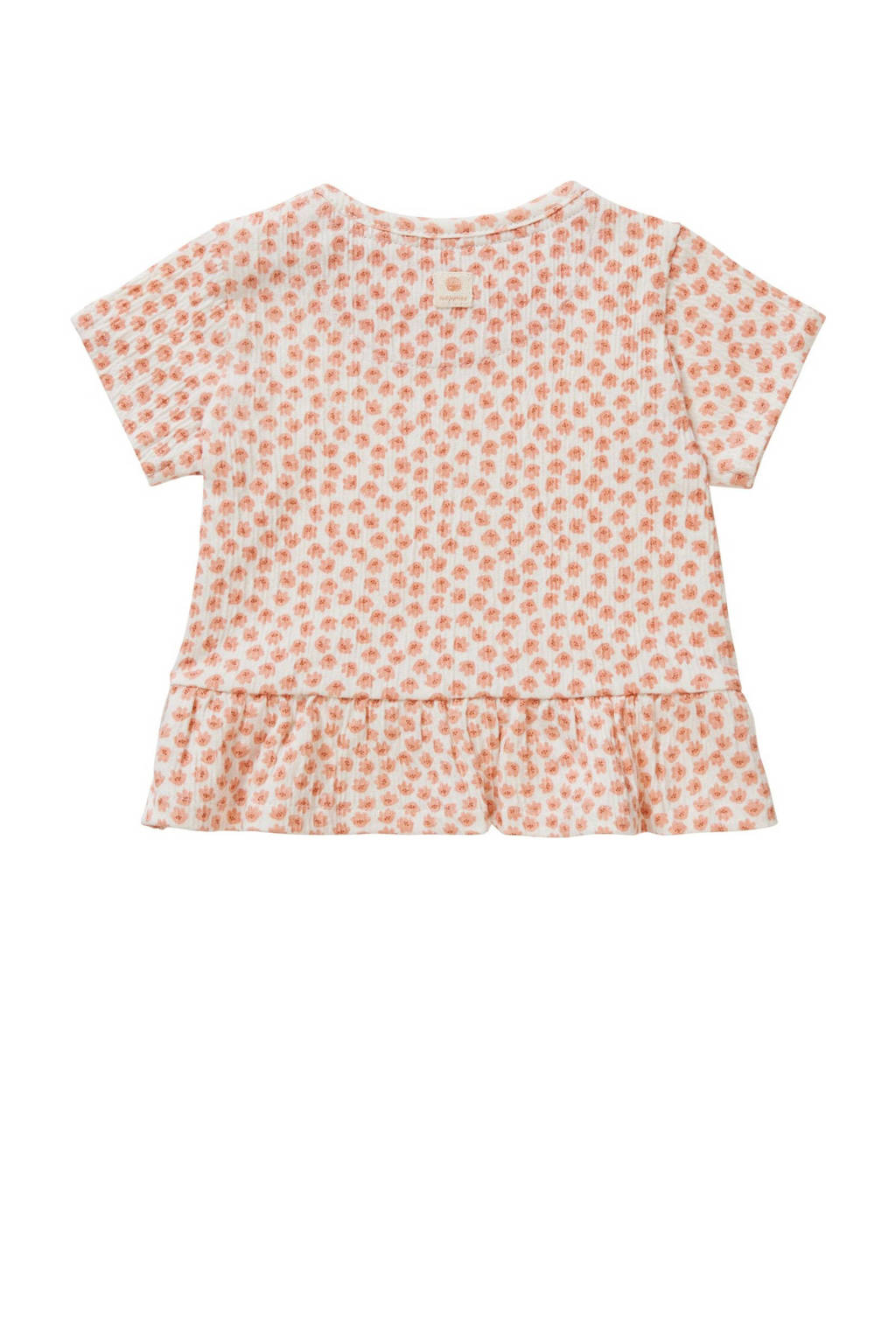 Noppies baby T-shirt met all over print en ruches oranje