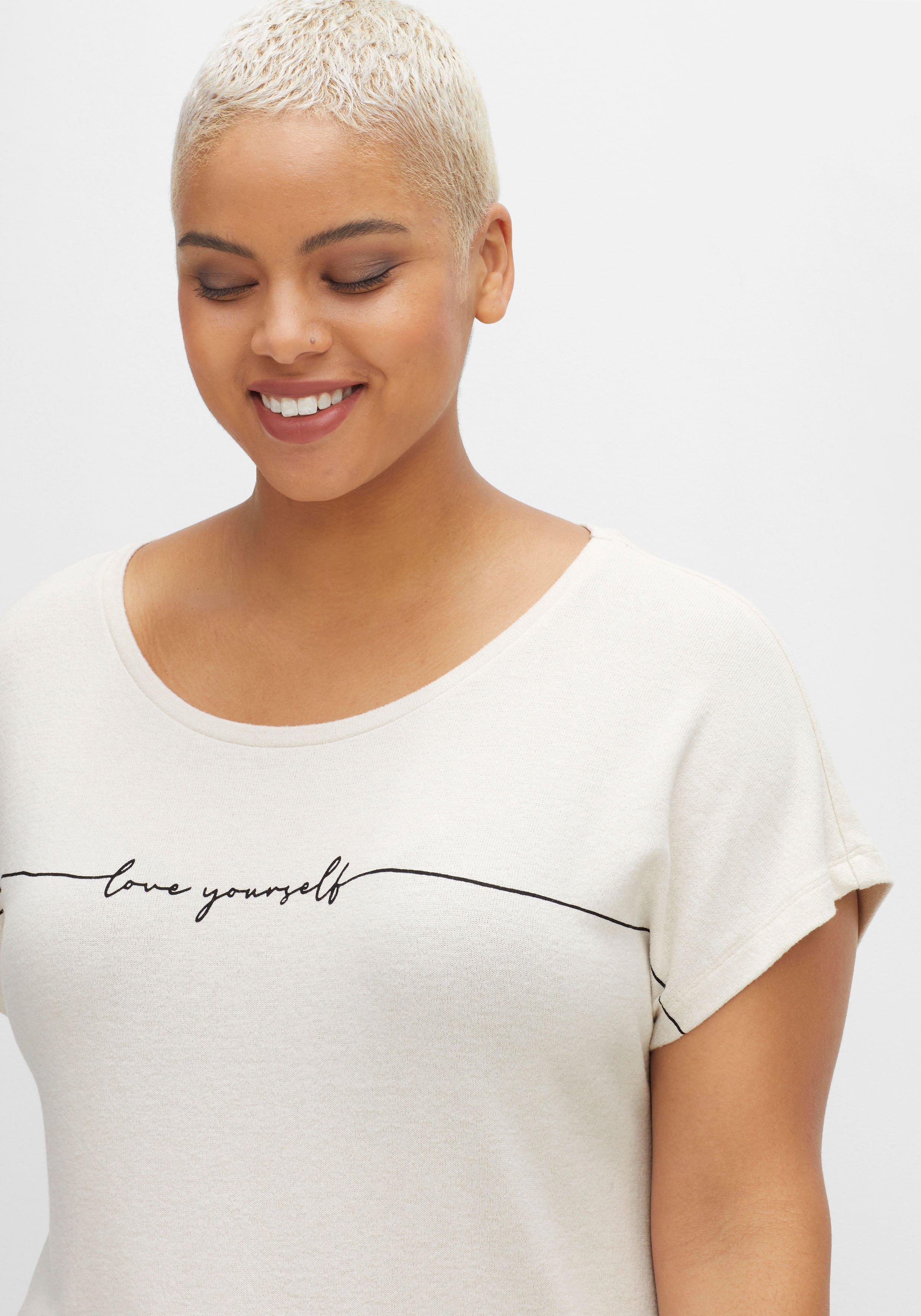 Oversized-Shirt in Feinstrick-Optik, mit Schriftzug