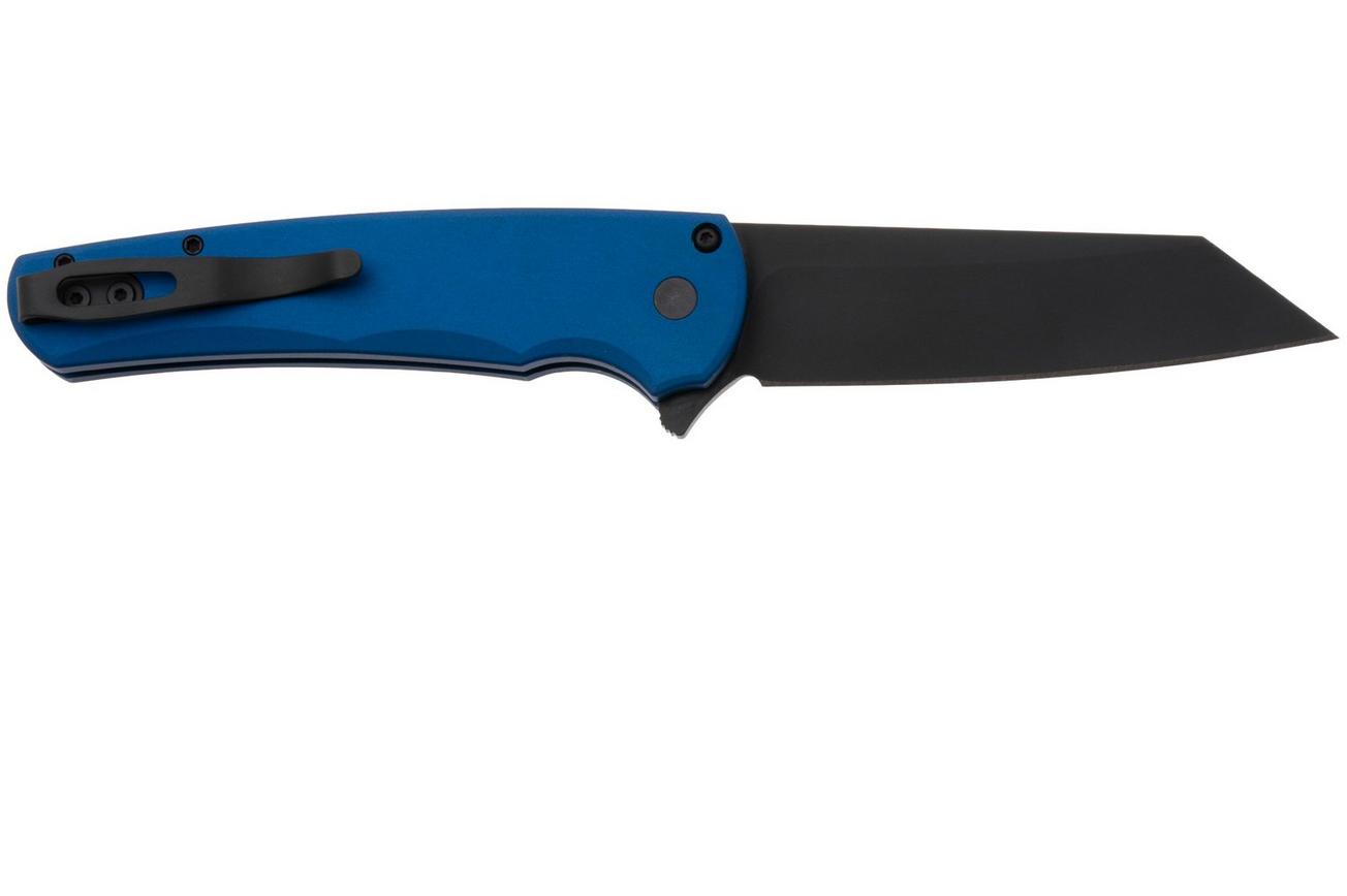 Pro-Tech Malibu 5403-BLUE, DLC MagnaCut Reverse Tanto, Blue Aluminum, Black Hardware zakmes