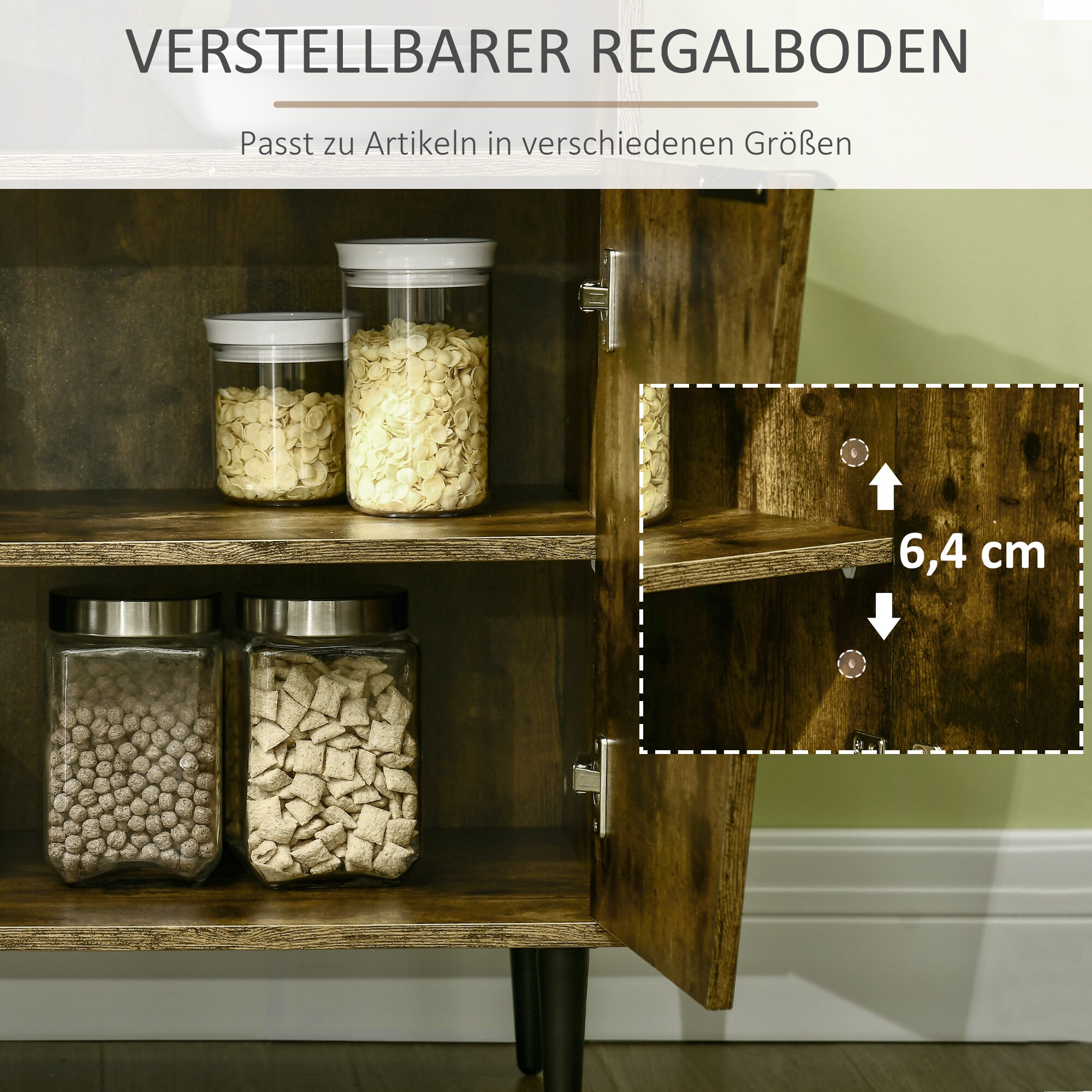 HOMCOM Küchenschrank mit Anti-Kipp-Sicherung schwarz, natur 147L x 40B x 83H cm