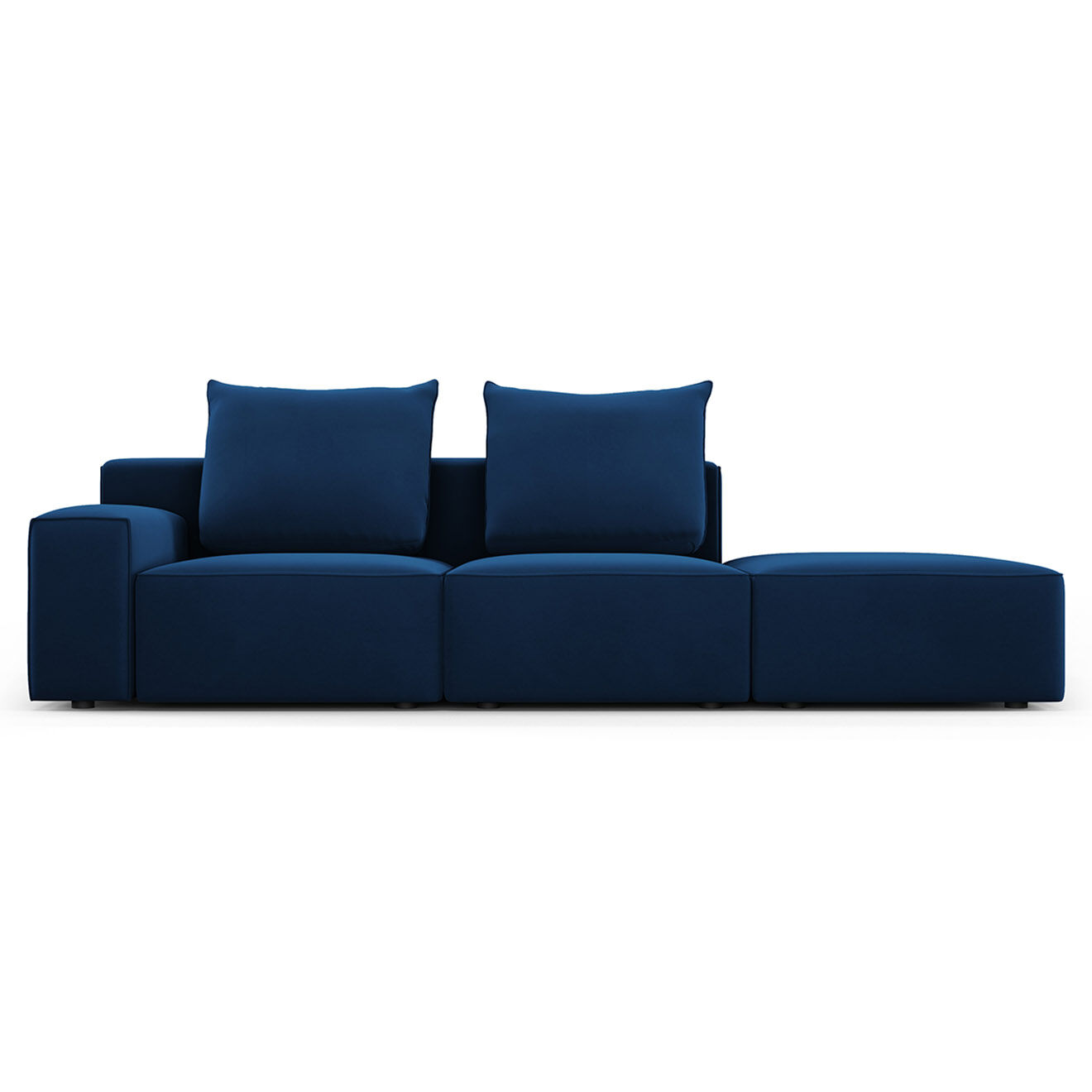 Mazzini Sofas Canapé Droit en Velours Ivy 4 Places bleu roi - 265x105x89 cm