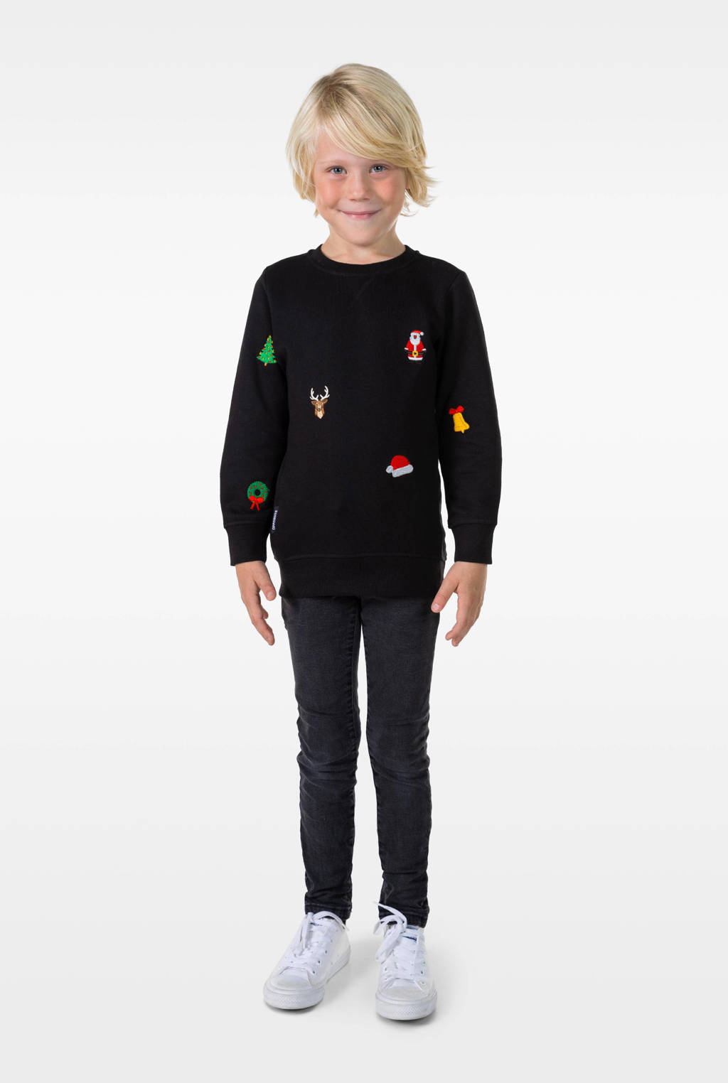 OppoSuits sweater X-Mas Icons met all over print zwart/meerkleurig