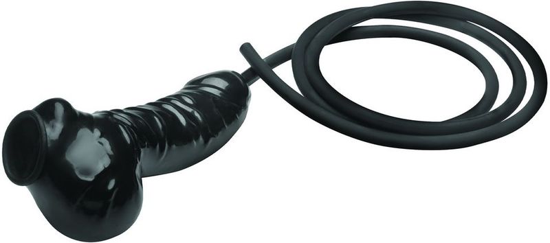 Guzzler Realistische Latex Penis Sleeve Met Slang - Zwart