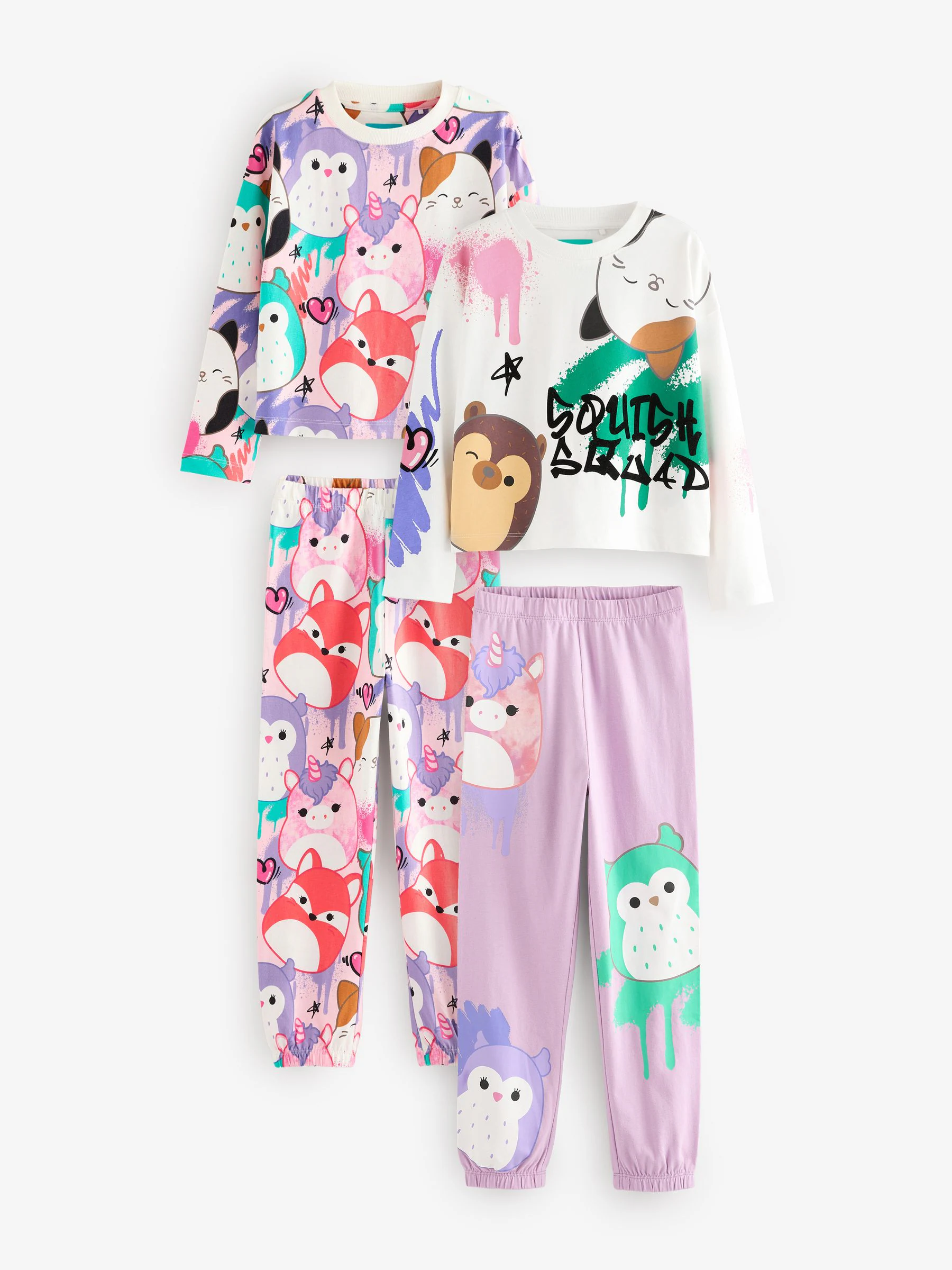 Wit/roze/paars - Squishmallows Pyjamas 2 Pack (5-14yrs)