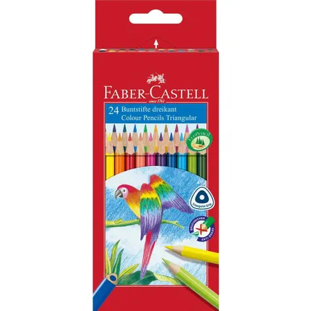 Faber-Castell Buntstifte Dreikant, 24er Kartonetui