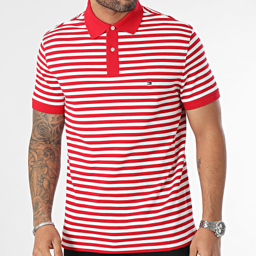 Polo Manches Courtes A Rayures Regular 1985 7770 Rouge Blanc
