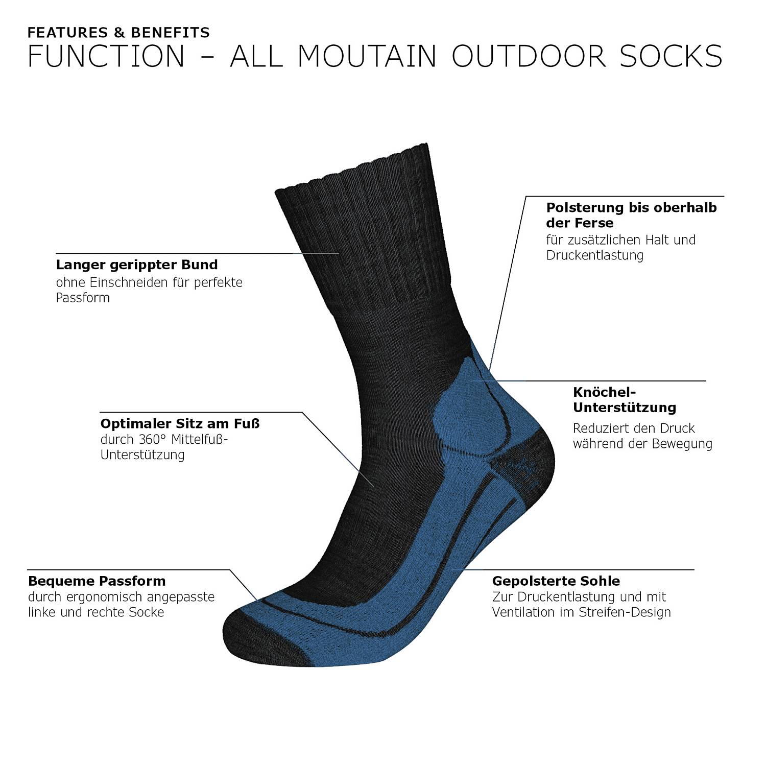 Camano Unisex-Outdoor-Socken 1 Paar