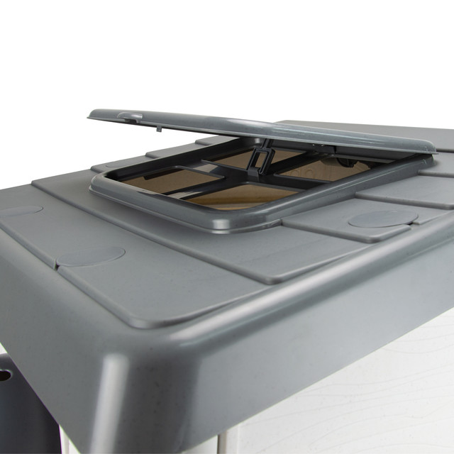 Loboo – Smartkave Casinha Modular para Cães na Cor Antracite, com Piso Elevado, Paredes Isoladas, Comedouro, Bordas Arredondadas e Parede Traseira Articulada.