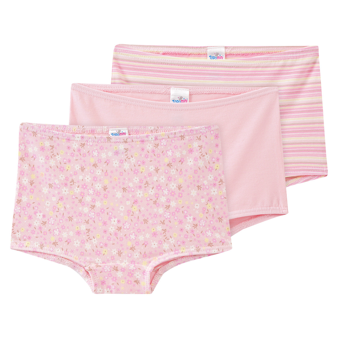 Topomini 3 Baby Pantys mit Bio-Baumwolle rosa / hellgelb
