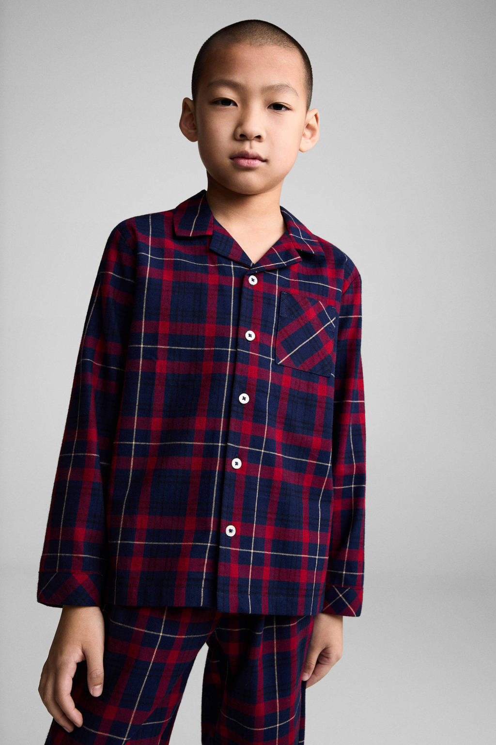 Mango Kids geruite pyjama donkerrood/donkerblauw