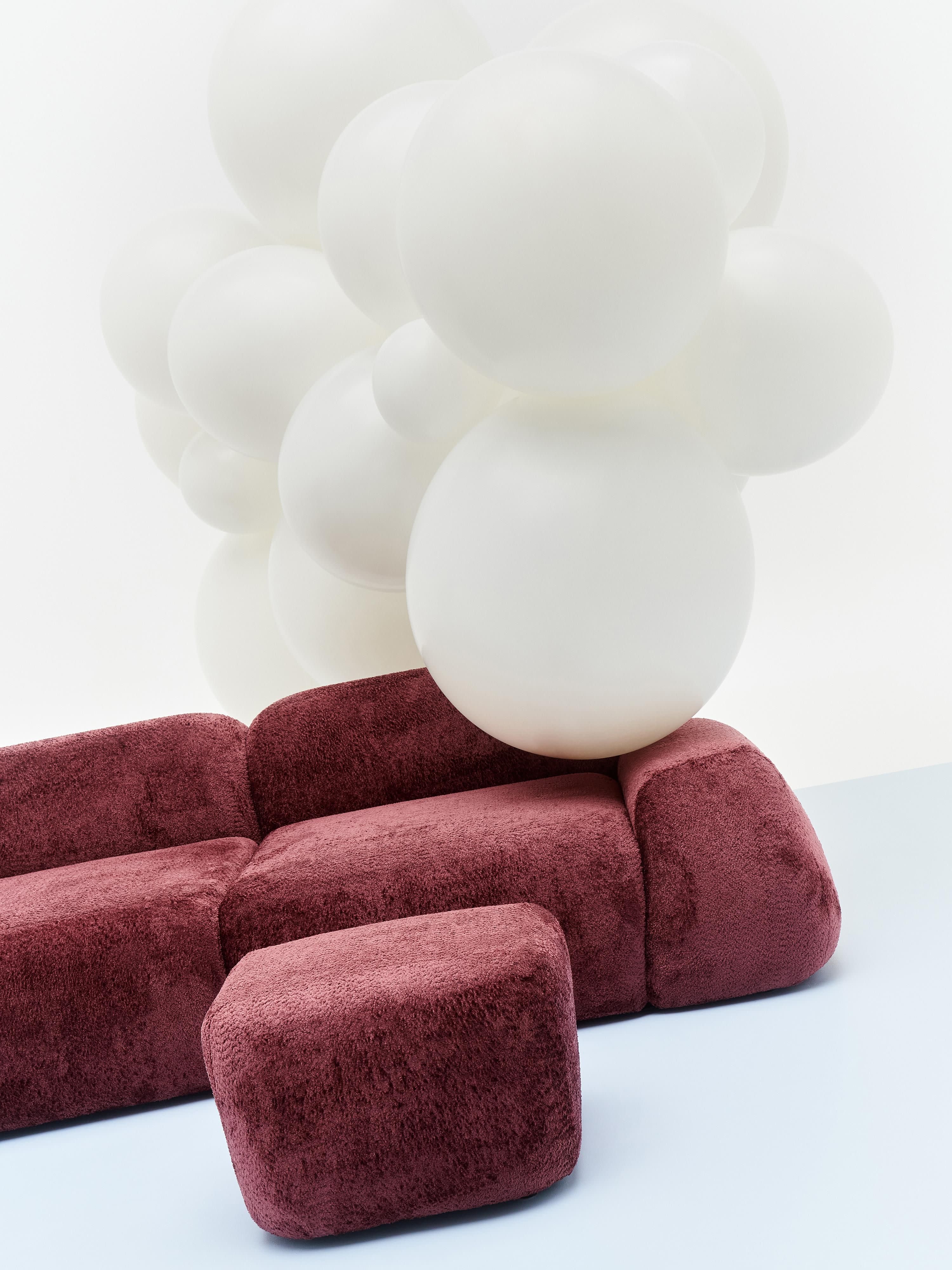 Modulaire bank Wolke (3-zits) van teddy-bouclé