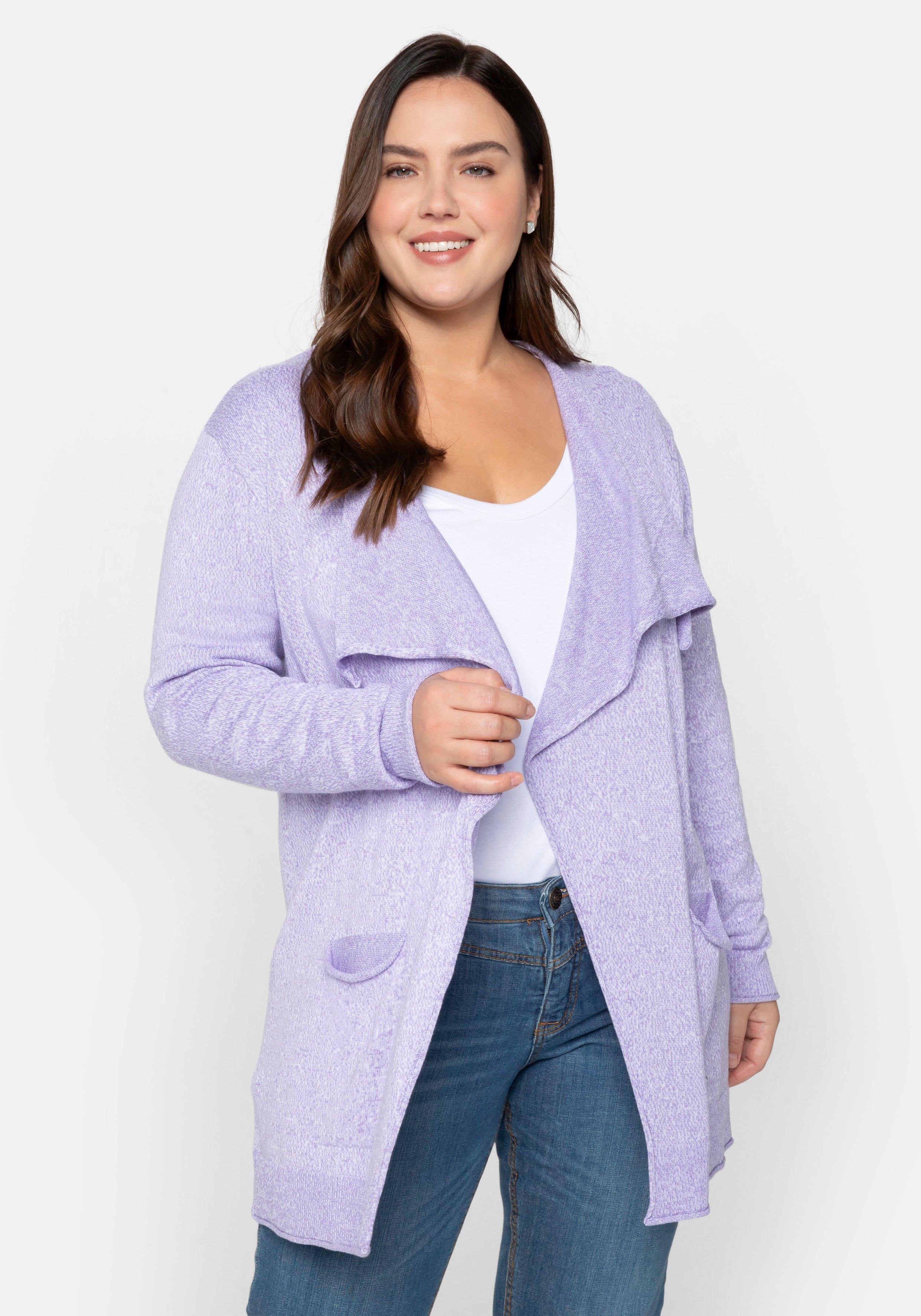 Longstrickjacke in offener Form