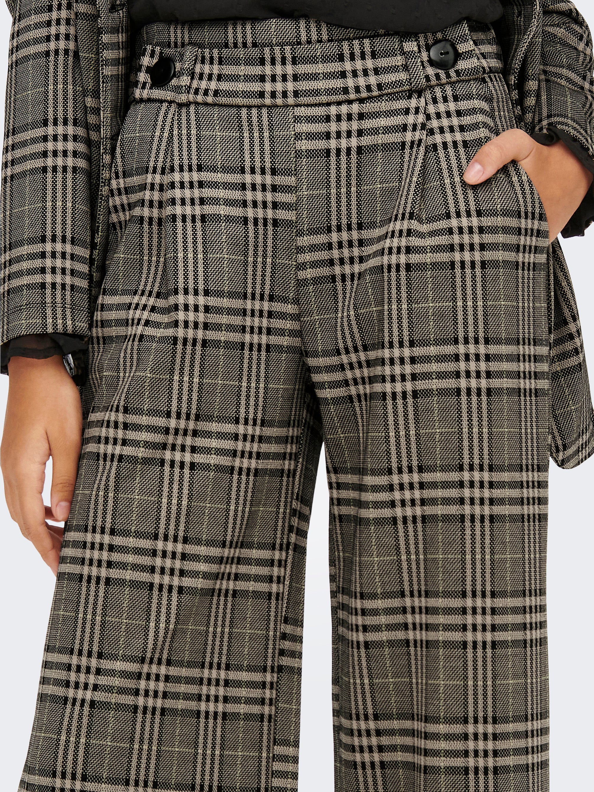 JDYGEGGO Mittlere Taille Weiter Beinschnitt Hose Cobblestone