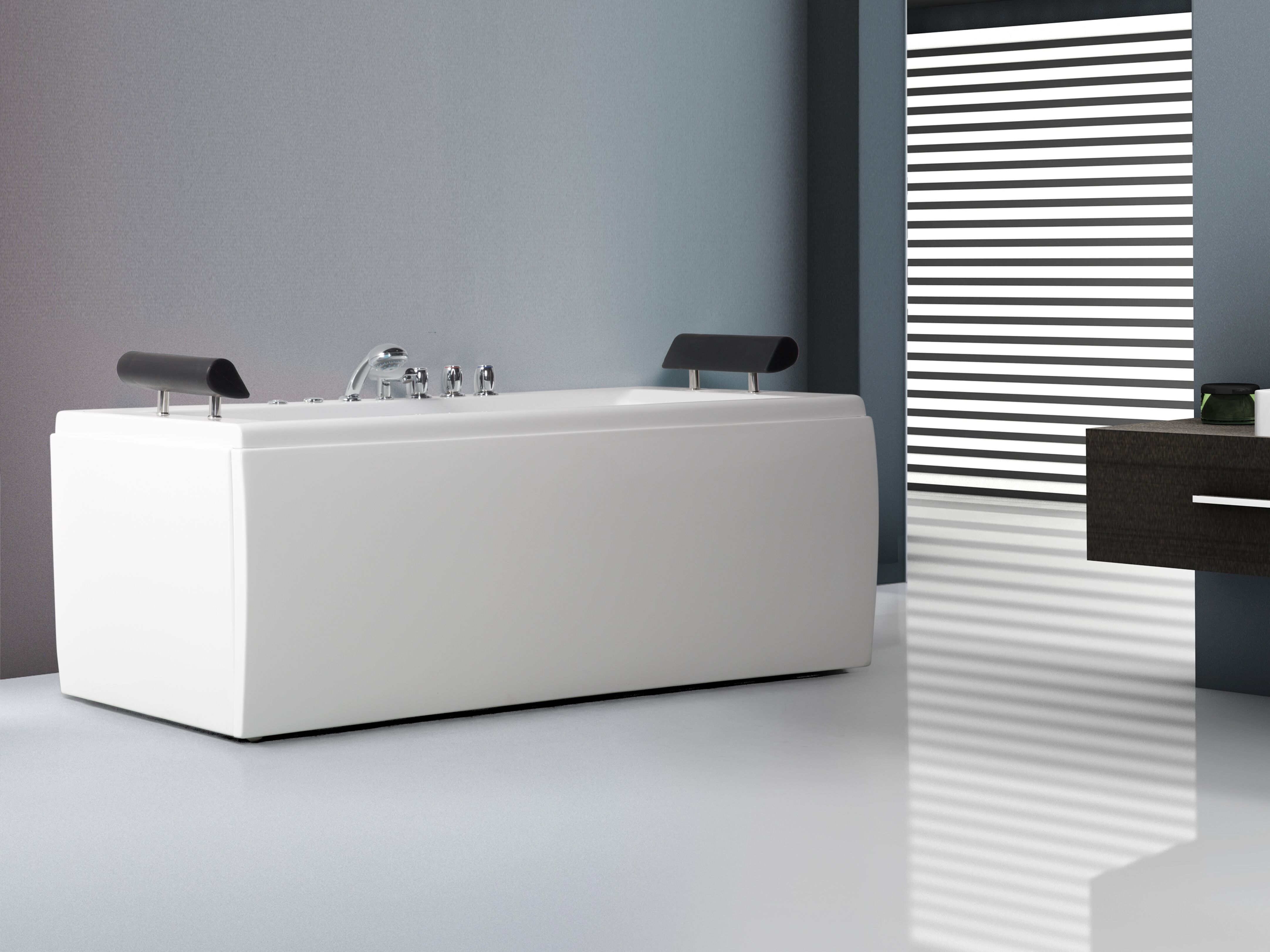 Hoek bubbelbad met LED MONTEGO 172 x 83 cm Wit