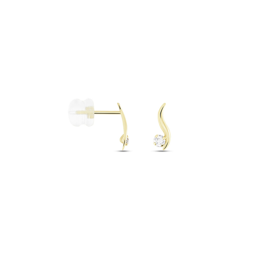 Boucles D'oreilles Puces Beryl Virgule Or Jaune Oxyde De Zirconium