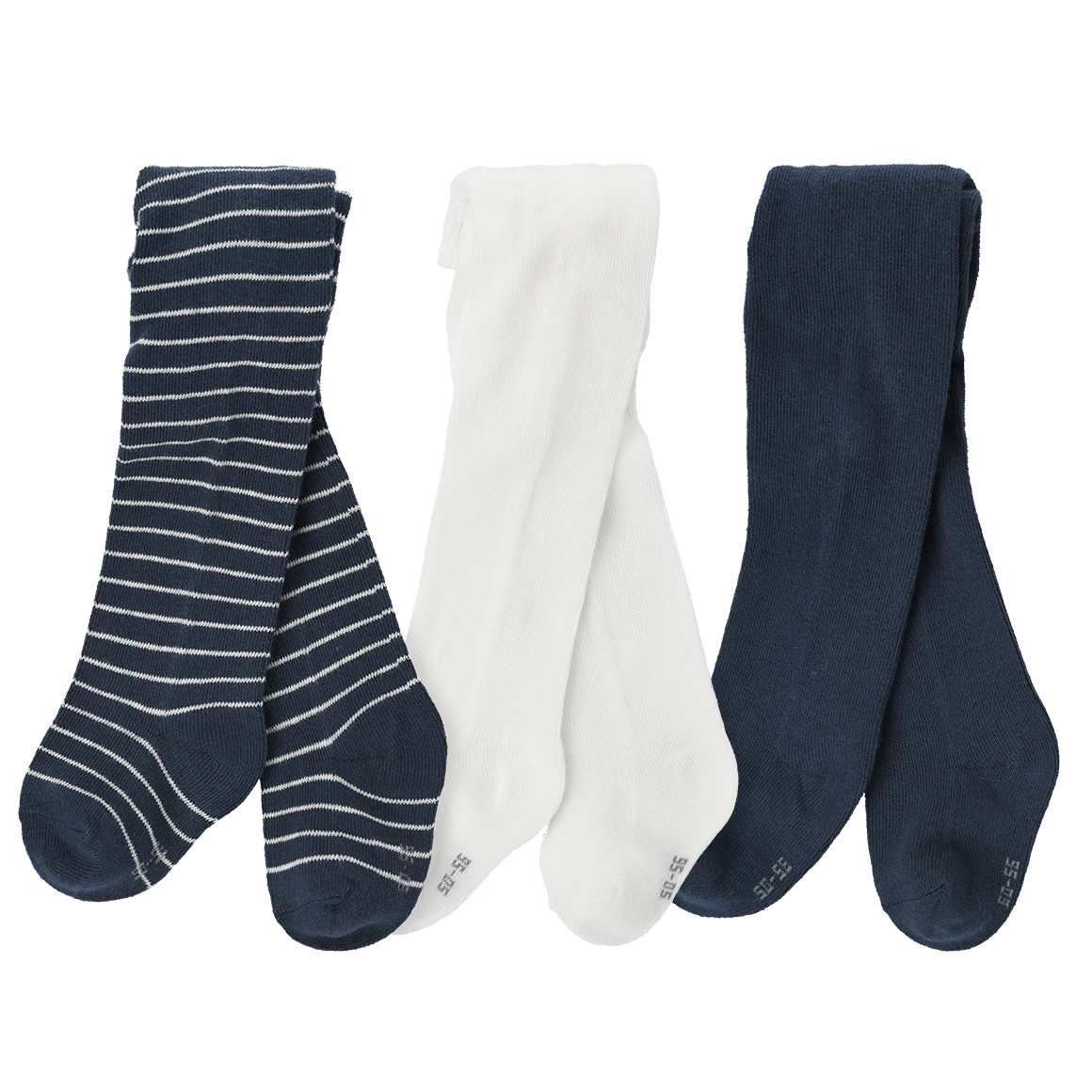 Famy 3 Baby Strumpfhosen im Set dunkelblau / weiss